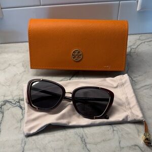 Tory Burch Burgundy Cat Eye  Sunglasses with Orange Case